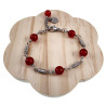 Dames - RVS - Verstelbaar Armband met Natuurlijke Donkerrode Stenen