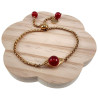 Verguld RVS Schakelarmband met Donkerrode Steen met Schuifsluiting