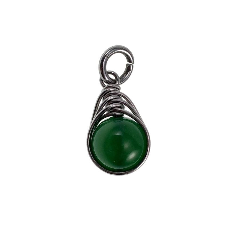 Donkergroen Jade Steen Hanger 26mm - Dames - RVS - Handgemaakt Donkergroen Jade Steen Hanger 26mm - Dames - RVS - Handgemaakt