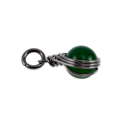 Donkergroen Jade Steen Hanger 26mm - Dames - RVS - Handgemaakt
