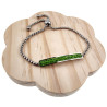 Dames RVS Armband met Groene Zirkonia-Steentjes Plaat - Schuifsluiting