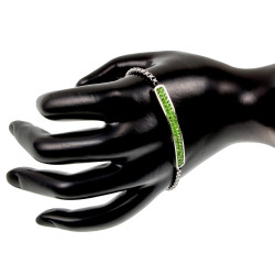 Dames RVS Armband met Groene Zirkonia-Steentjes Plaat - Schuifsluiting