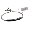 15 tot 20cm Armband Dames - RVS - Jasseron Schakelarmband met Zwarte Zirkonia-Steentjes Plaat - Verstelbaar met Schuifsluiting