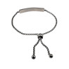 15 tot 20cm Armband Dames - RVS - Jasseron Schakelarmband met Zwarte Zirkonia-Steentjes Plaat - Verstelbaar met Schuifsluiting