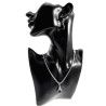Dames - RVS - Haakoorbellen met Matte Zwarte Onyx Steen - Handgemaakt