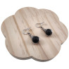 Dames - RVS - Haakoorbellen met Matte Zwarte Onyx Steen - Handgemaakt