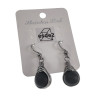 Dames - RVS - Haakoorbellen met Matte Zwarte Onyx Steen - Handgemaakt