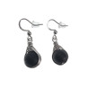 Dames - RVS - Haakoorbellen met Matte Zwarte Onyx Steen - Handgemaakt