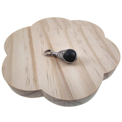 Handgemaakt Matzwarte Onyx Steen Hanger RVS  - Dames Steenhanger