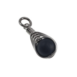 Handgemaakt Matzwarte Onyx Steen Hanger RVS  - Dames Steenhanger