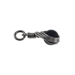 Handgemaakt Matzwarte Onyx Steen Hanger RVS  - Dames Steenhanger
