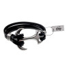 19cm Armband Heren - Echt Leer - RVS - Zwarte Leren Armband met Anker