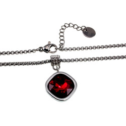 48cm Ketting Dames - RVS - Ketting met Rode Zirkoniasteen Hanger