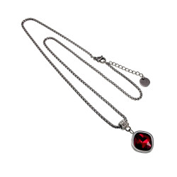 48cm Ketting Dames - RVS - Ketting met Rode Zirkoniasteen Hanger