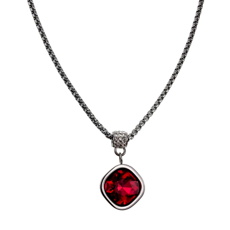 48cm Ketting Dames - RVS - Ketting met Rode Zirkoniasteen Hanger 48cm Ketting Dames - RVS - Ketting met Rode Zirkoniasteen Hanger