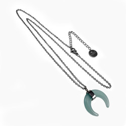 45cm tot 50cm Ketting met Hanger Dames - Gepolijst RVS - Ketting met Mintgroene Halve Maan Hanger