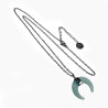 45cm tot 50cm Ketting met Hanger Dames - Gepolijst RVS - Ketting met Mintgroene Halve Maan Hanger