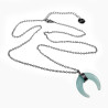 45cm tot 50cm Ketting met Hanger Dames - Gepolijst RVS - Ketting met Mintgroene Halve Maan Hanger