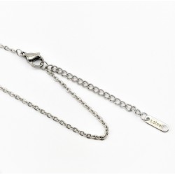 Zilverkleur-Bruin RVS Kruis met Jasseron Ketting
