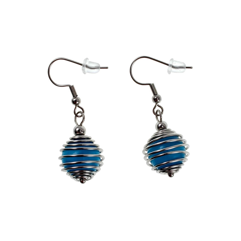 RVS Haakoorbellen met Blauwe Kattenoogsteen Dames - Handgemaakt RVS Haakoorbellen met Blauwe Kattenoogsteen Dames - Handgemaakt