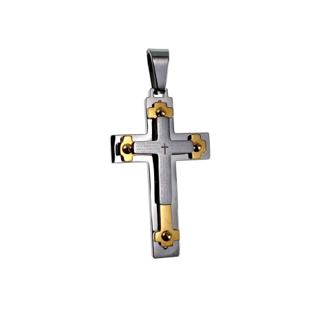 Kruishanger Unisex - RVS Zilverkleur/Goudkleur - Bicolor Kruishanger