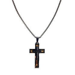 Jasseron-Ketting met Bicolor Kruishanger - RVS Zilverkleur/Goudkleur