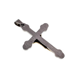 Bicolor Kruishanger met Jesus Unisex - RVS Zilverkleur/Goudkleur