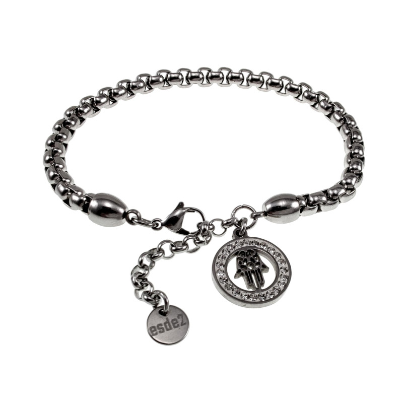RVS Jasseron Schakelarmband met Hand van Fatima Hanger Verstelbaar RVS Jasseron Schakelarmband met Hand van Fatima Hanger Verstelbaar