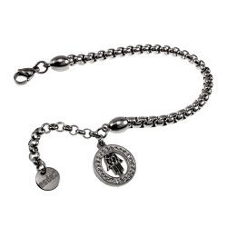 RVS Jasseron Schakelarmband met Hand van Fatima Hanger Verstelbaar