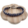 15cm tot 19cm Armband Unisex - Marineblauw Armband - Gepolijst RVS - Cubaanse Schakelsarmband met Blauwe Koord - Verstelbaar