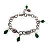 16cm tot 20cm Armband Dames - Groen Armband - Gepolijst RVS - Ovale Schakelsarmband met Natuurstenen Hangers- Verstelbaar