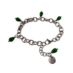 16cm tot 20cm Armband Dames - Groen Armband - Gepolijst RVS - Ovale Schakelsarmband met Natuurstenen Hangers- Verstelbaar
