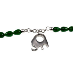 Dames RVS Armband met Groen Natuurstenen en Olifanthanger- Verstelbaar
