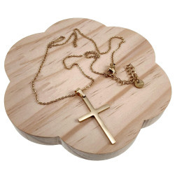 45cm tot 50cm Ketting met Kruishanger Unisex - Verguld RVS - Kabelketting met Kruis Dames - Heren