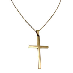 45cm tot 50cm Ketting met Kruishanger Unisex - Verguld RVS - Kabelketting met Kruis Dames - Heren