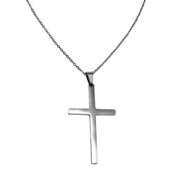 45cm tot 50cm Kabelketting met Kruishanger Unisex - Gepolijst RVS
