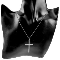 45cm tot 50cm Kabelketting met Kruishanger Unisex - Gepolijst RVS