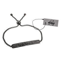 15 tot 20cm Armband Dames - RVS - Jasseron Schakelarmband met Schitterende Steentjes Plaat - Verstelbaar met Schuifsluiting