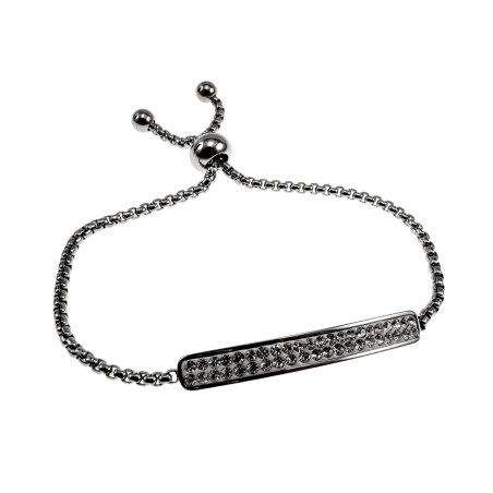 RVS - Jasseron Schakelarmband met Schitterende Steentjes Plaat