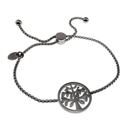 Dames - RVS Jasseron Schakelarmband met Levensboom met Schuifsluiting