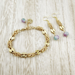 15cm tot 20cm Armband Dames - Verguld RVS - Byzantijnse Schakelarmband met Koffieboon Schakel - Verstelbaar