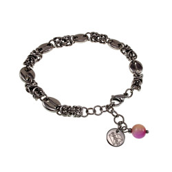 Gepolijst RVS - Byzantijnse Schakelarmband met Koffieboon Schakel Dames