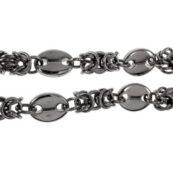 Gepolijst RVS - Byzantijnse Schakelarmband met Koffieboon Schakel Dames