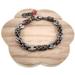 Gepolijst RVS - Byzantijnse Schakelarmband met Koffieboon Schakel Dames