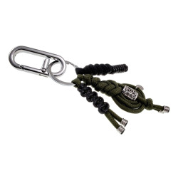 Heren - RVS - Zwart-Groen Macramé Sleutelhanger - Handgemaakt