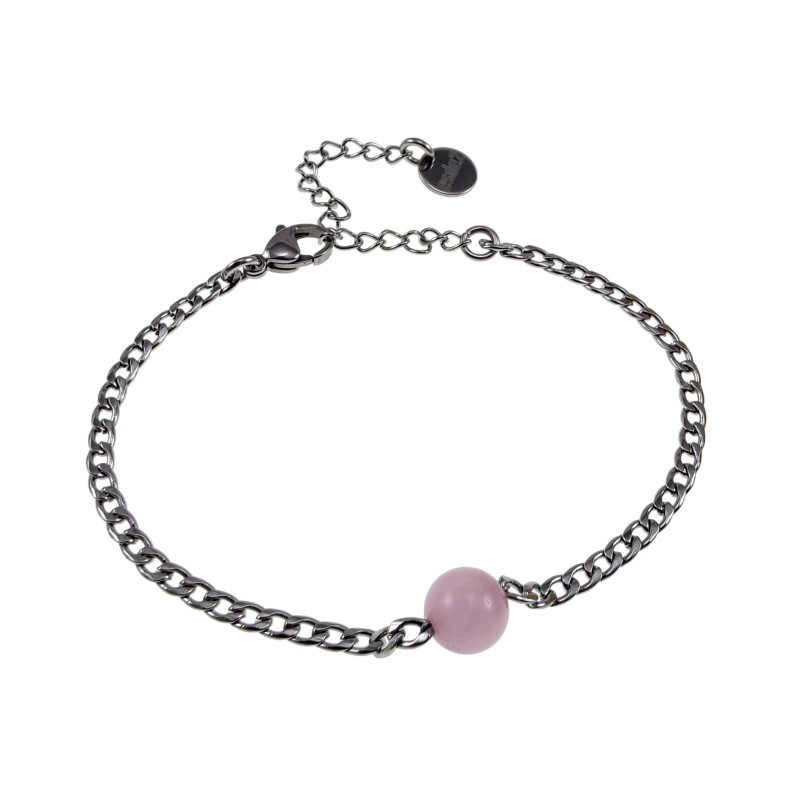 Dames RVS Cubaanse Schakelarmband met Roze Kattenoogsteen Verstelbaar Dames RVS Cubaanse Schakelarmband met Roze Kattenoogsteen Verstelbaar