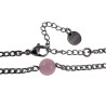 Dames RVS Cubaanse Schakelarmband met Roze Kattenoogsteen Verstelbaar