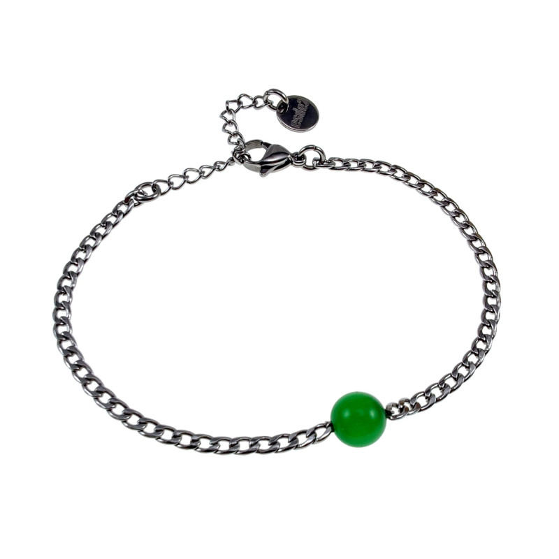 Dames RVS Cubaanse Schakelarmband met Groen Kattenoogsteen Verstelbaar Dames RVS Cubaanse Schakelarmband met Groen Kattenoogsteen Verstelbaar