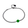 Dames RVS Cubaanse Schakelarmband met Groen Kattenoogsteen Verstelbaar