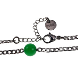 Dames RVS Cubaanse Schakelarmband met Groen Kattenoogsteen Verstelbaar